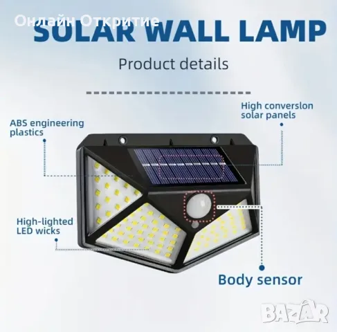 STAARICC 4бр Слънчеви LED Лампи със Сензор за Движение – За Двор, Градина и Ограда , снимка 4 - Соларни лампи - 50131512