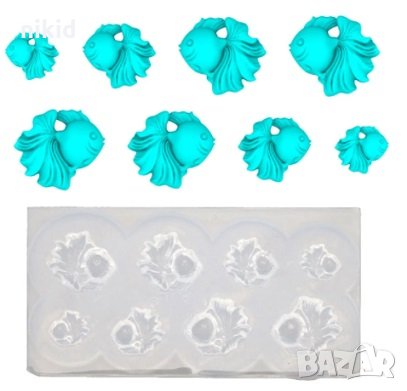 8 Мини златна рибка рибки силиконов молд форма за украса декор торта смола бижута фондан 