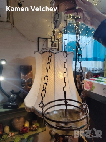 Стар полилей от кована мед..., снимка 6 - Антикварни и старинни предмети - 52439027