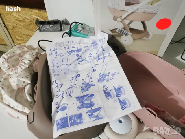 Количка с бебешка кошара и пластмасов сенник Smoby Baby Nurse Doll Pram, розово и бяло, снимка 11 - Детски колички - 48439771