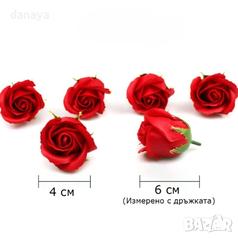 6314 Декоративна червена сапунена роза, снимка 3 - Декорация за дома - 52947766
