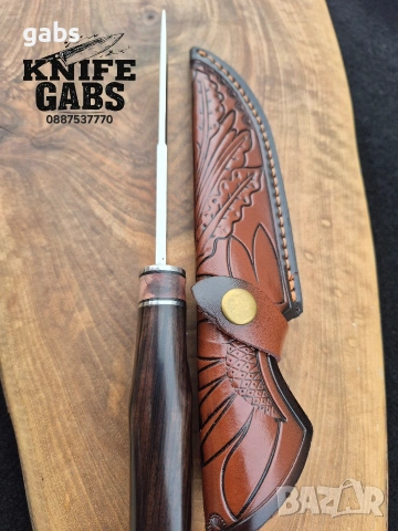 Висококачествен ръчно изработен нож с кожена кания,LN404, снимка 8 - Ножове - 48866253