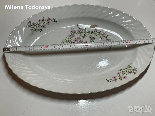  Голямо елипсовидно, порцеланово плато, снимка 2 - Чинии - 52599316