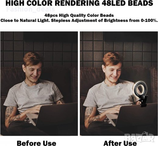 Нова ринг лампа за лаптоп компютър монитор Осветление видео работа, снимка 4 - Други - 39873744