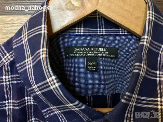 Мъжка карирана риза BANANA REPUBLIC, размер M, снимка 1 - Ризи - 34947237