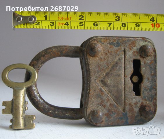  стар катинар с ключ, сгъваем метър, метри, снимка 7 - Други ценни предмети - 28955737