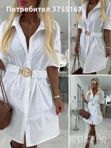 Рокля риза с колан Различни цветове , снимка 3 - Рокли - 49799584