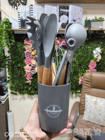 🍳 Комплект кухненски прибори – 11 бр. в кръгла поставка, снимка 4 - Други - 53579352