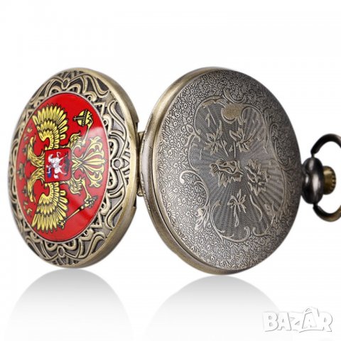 Нов часовник с герба на Русия двуглав орел корона Москва скиптър Ленин Путин Сталин Горбачов джобен, снимка 8 - Други ценни предмети - 14072875