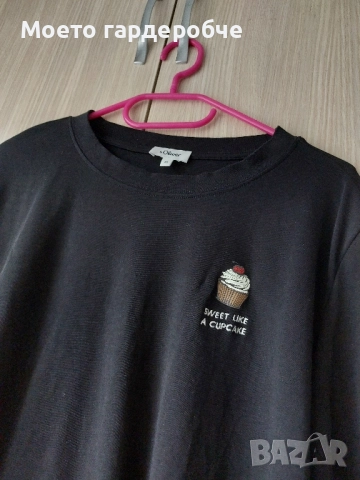 Дамска черна тениска s.Oliver Размер ХЛ, снимка 2 - Тениски - 52178382