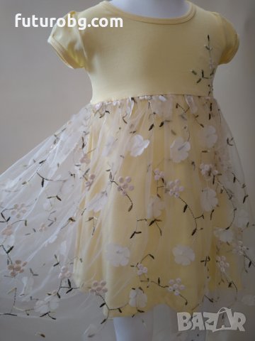 Жълта рокля с цветя за малка принцеса  , снимка 5 - Детски рокли и поли - 33017052