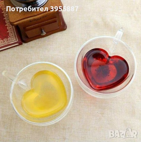☕❤️ Двустенна стъклена термо чаша във формата на сърце, снимка 3 - Чаши - 43050006