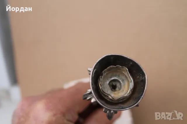 Посребрен свещник, снимка 5 - Антикварни и старинни предмети - 49849137