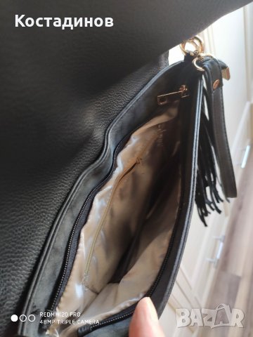Черна дамска чанта с ресни, снимка 6 - Чанти - 28042278