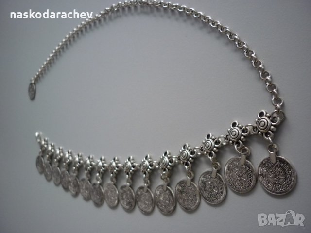 Накит за глава - етно диадема с пендари, имитация злато и сребро, снимка 3 - Колиета, медальони, синджири - 27073023