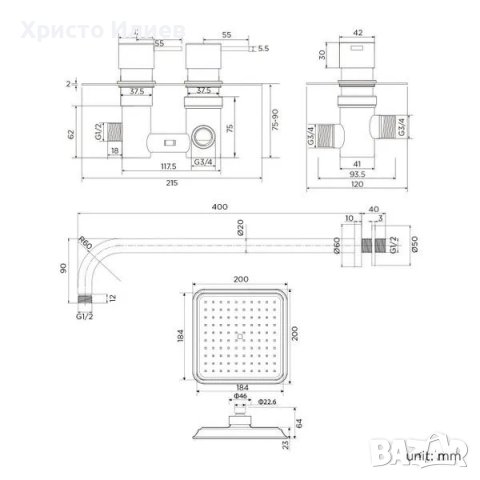 Душ система с термостатен смесител за Вграждане, снимка 3 - Душове - 39361290