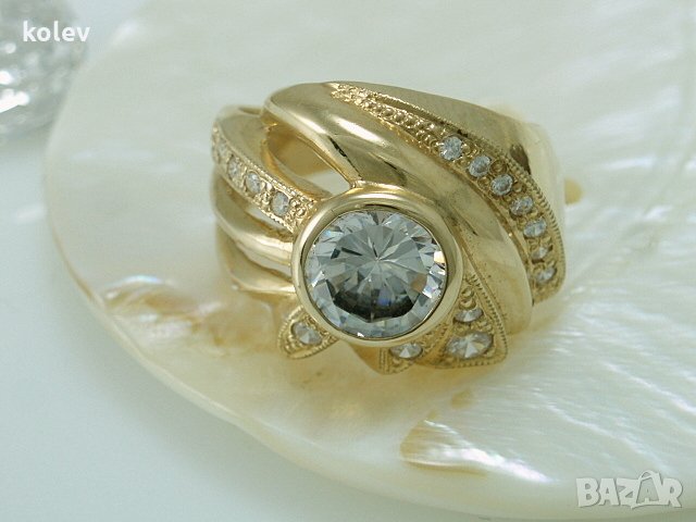 Продаден!златен пръстен с цирконии -Паула- 7.22 грама/ размер №57, снимка 5 - Пръстени - 28223268