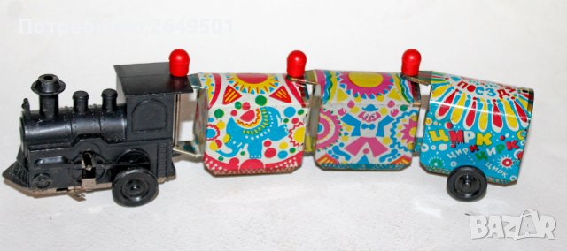 СССР метална Механична играчка Веселото Влакче Завод Аврора 1970те, снимка 2 - Колекции - 40632796