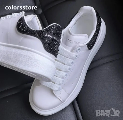 Дамски бели кецове с велур и камъни Alexander McQueen/BR165s