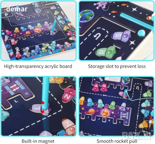 KUKUTrue® Монтесори играчка, магнитен лабиринт за игра, дървена играчка, 2-5 години, снимка 4 - Образователни игри - 51777079