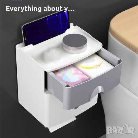 Водоустойчива пластмасова поставка за тоалетна хартия без пробиване, снимка 2 - Други стоки за дома - 42931323