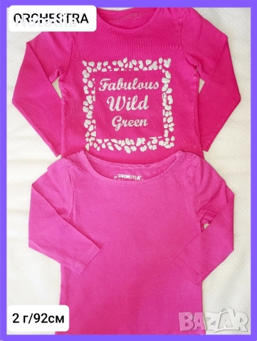 Ярки тениски с дълъг ръкав за момиче 2 г. / 86 — 2 бр.Orchestra, от Франция, снимка 2 - Комплекти за бебе - 51812409
