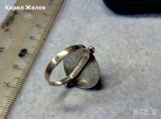 СТАР ВИНТИДЖ СРЕБЪРЕН ПРЪСТЕН СРЕБРО ВИСОКА ПРОБА с ШЛИФОВАН МЛЕЧЕН АХАТ МАЙСТОРСКА ИЗРАБОТКА 41465, снимка 11 - Антикварни и старинни предмети - 50023543