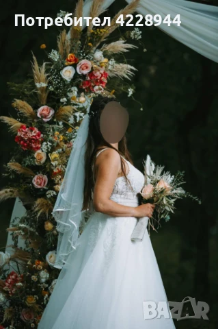 Сватбена Булчинска Рокля размер M/L, по поръчка, с презрамки, снимка 9 - Сватбени рокли - 50779082