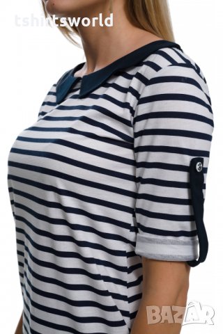 Страхотна нова дамска свободно падаща моряшка рокля с яка, снимка 2 - Рокли - 28375461