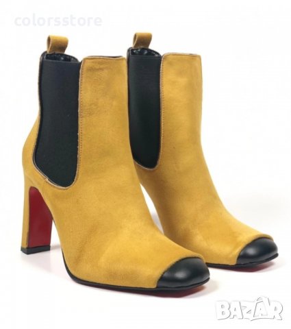 Боти на ток - жълт велур - 529
