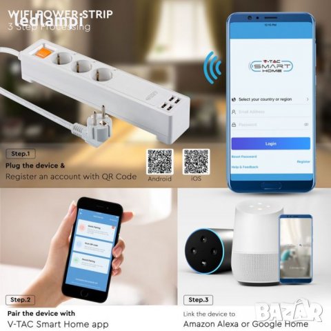 WIFI SMART Разклонител + 4 USB, снимка 3 - Други стоки за дома - 28662817