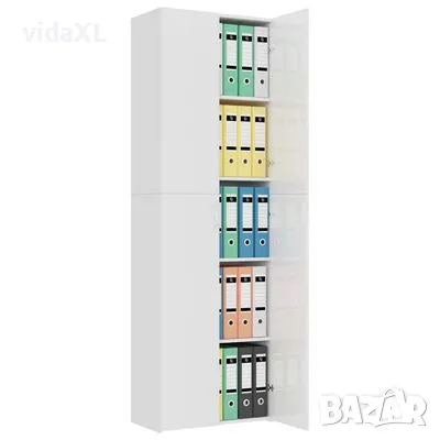 vidaXL Офис шкаф, бял гланц, 60x32x190 см, инженерно дърво(SKU:800303), снимка 3 - Шкафове - 48783441