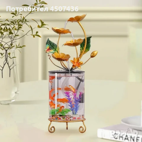 2025 Комплект USB захранван декоративен фонтан с аквариум , снимка 5 - Декорация за дома - 51264994