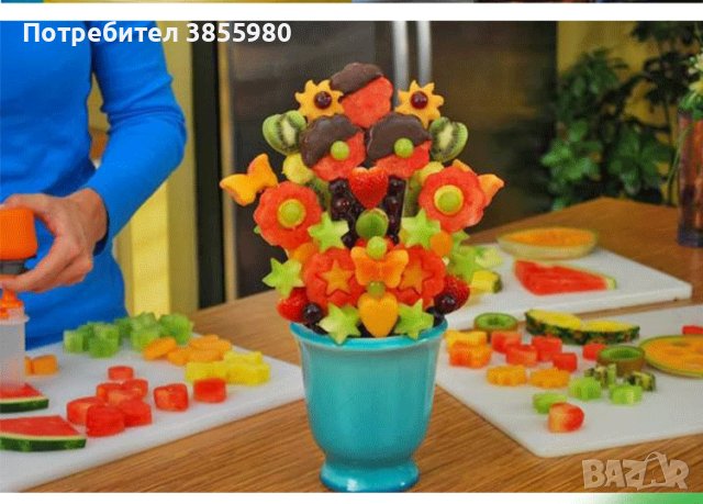 Уред за декоративно рязане на плодове и зеленчуци в различни форми Pop Chef / Приставки форми - 6 бр, снимка 6 - Аксесоари за кухня - 42951076