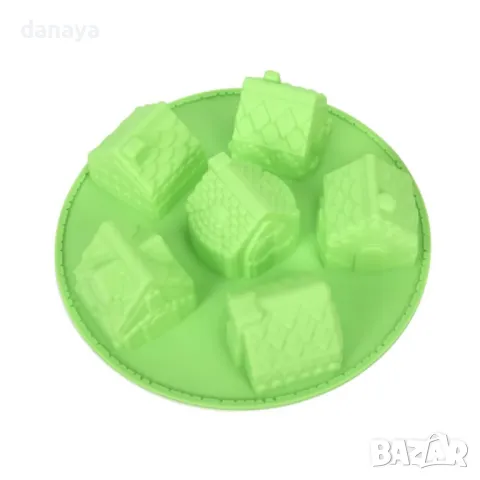 5628 Кръгла силиконова форма коледни къщички, 6 гнезда, снимка 7 - Форми - 48648034