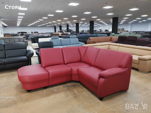 Червен кожен ъглов диван "KS6072" - естествена кожа, снимка 3 - Дивани и мека мебел - 39688083
