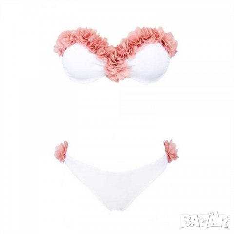 ПОСЛЕДНИ! Бански с цветя бял/черен, снимка 6 - Бански костюми - 27782318