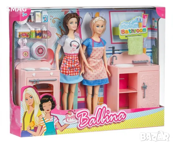 Кухненски комплект за баня с 2 кукли и аксесоари S_1222767, снимка 2 - Кукли - 48247105