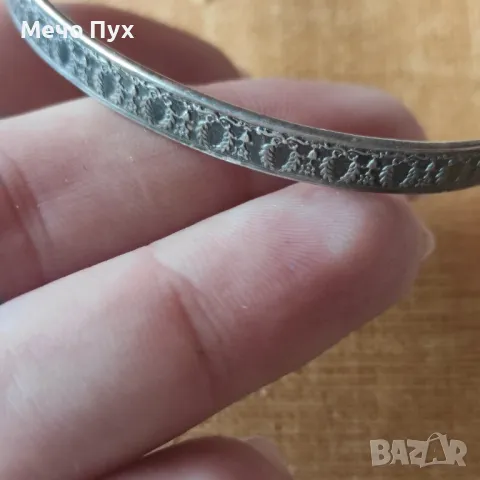 Стара сребърна твърда гривна (312), снимка 5 - Гривни - 49843994