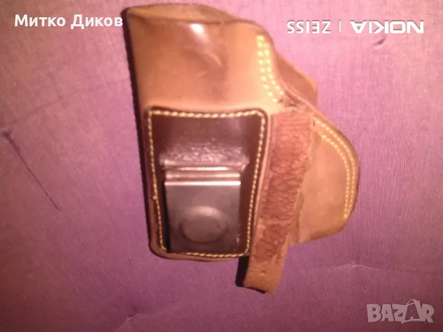 Кобур естествена кожа с метална закопчалка за колана отличен марков, снимка 3 - Оборудване и аксесоари за оръжия - 47947124