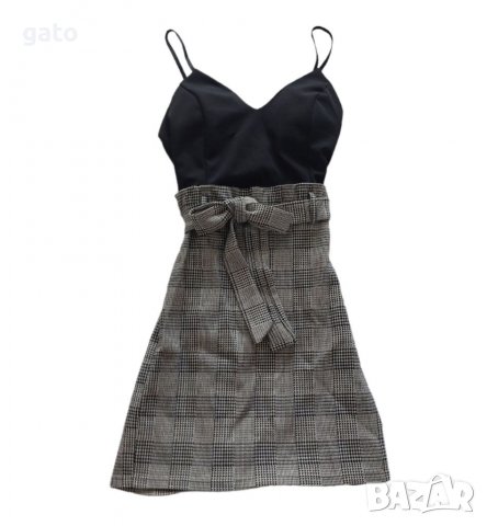 Къса официална рокля в черно и сиво, снимка 4 - Рокли - 40225569