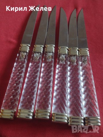 Красив комплект ножове 6 броя с прозрачна дръжка перфектно състояние 42056, снимка 7 - Прибори за хранене, готвене и сервиране - 43844982