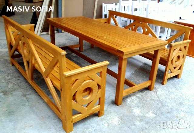 Градински  дървени маси и пейки, снимка 3 - Градински мебели, декорация  - 32351212