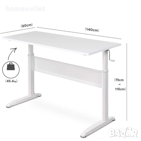 Регулируемо офис бюро DEVISE (ASJZ013WH/D10723218), снимка 4 - Бюра - 52476102