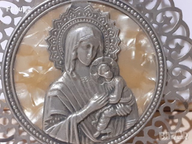 Панагия богородица медальон икона религия метална, снимка 2 - Антикварни и старинни предмети - 43382972