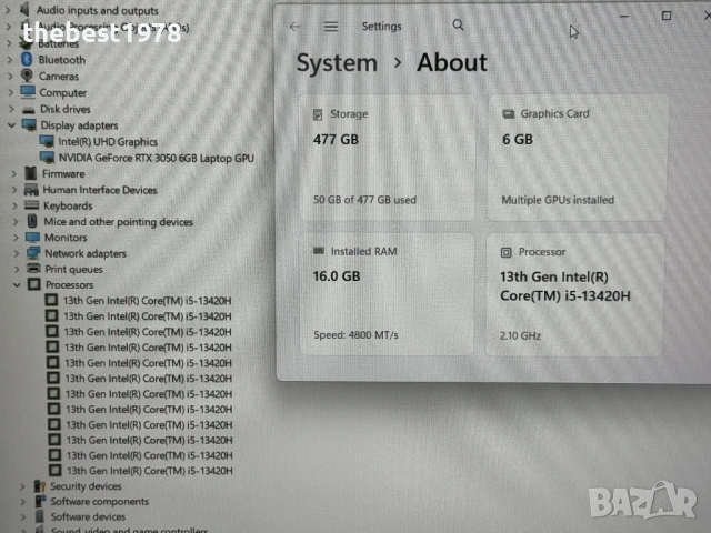 165Hz Nitro 16`i5-13420H/RTX 3050-6GB/16GB DDR5/512GB SSD/WQXGA, снимка 8 - Лаптопи за игри - 53275581