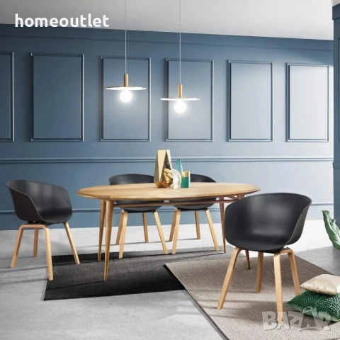 ПРОМОЦИЯ Трапезни столове с крака от масивно дърво и седалка от полипропилен, к-кт от 4 бр. LQ-203M, снимка 2 - Столове - 50693965