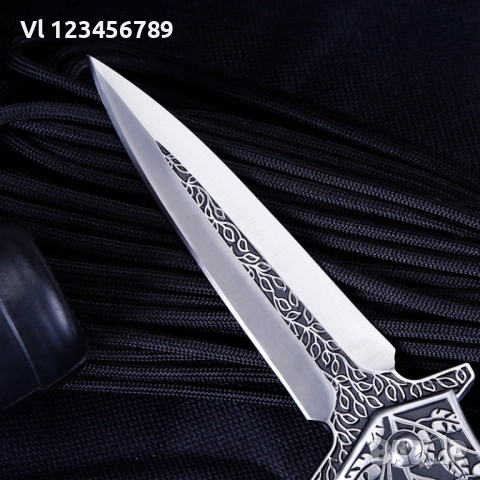 Сгъваем нож с гравирана дръжка и острие тип кама 95x230, снимка 2 - Ножове - 51435054