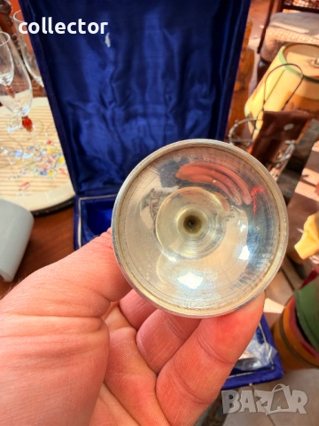 Комплект от шест посребрени чаши / бокал. №7852, снимка 9 - Антикварни и старинни предмети - 53444272