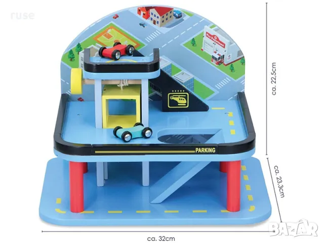 НОВИ! Дървен гараж с 2 колички и асансьор Marionette, снимка 2 - Коли, камиони, мотори, писти - 48681045